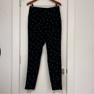 Equipment Femme Black Pants with Leaf Pattern